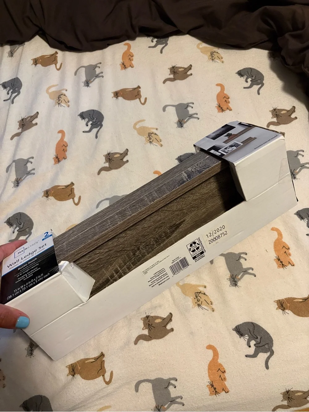 Mainstays Rustic Wood-Look Wall Ledge Shelves in Brown - 2 Pack
